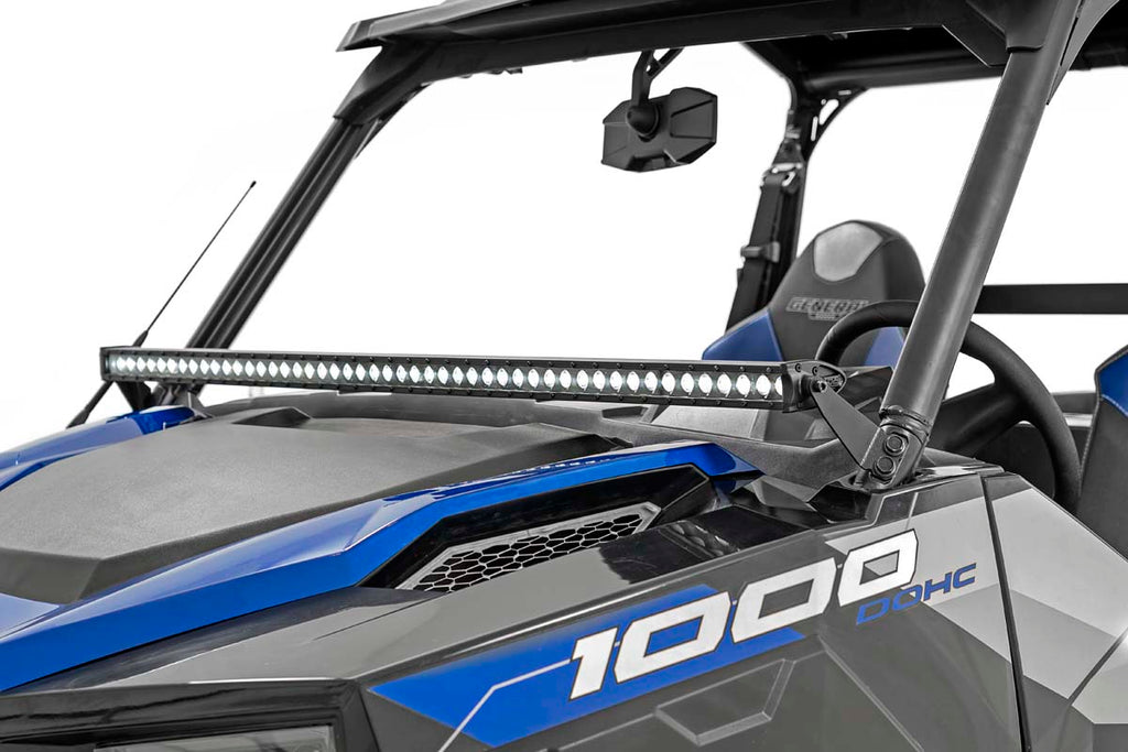Rough Country LED Light | Lower Windshield | 50" Black Single Row | Polaris General (19-22)