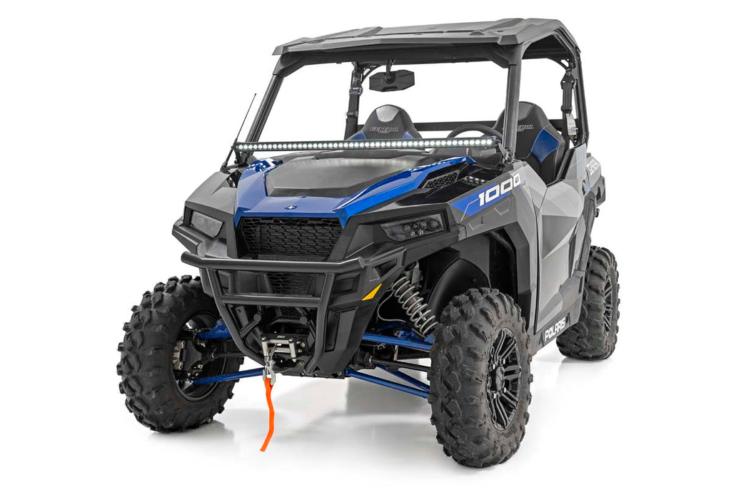 Rough Country LED Light | Lower Windshield | 50" Black Single Row | White DRL | Polaris General (19-22)
