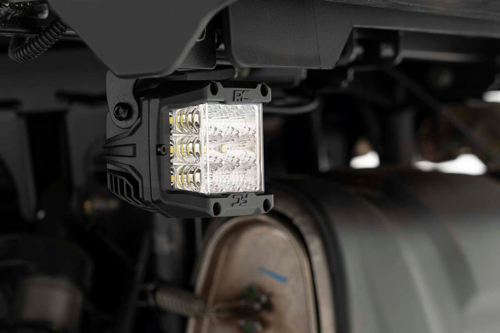 Rough Country LED Light | Under Bed Mount | 2" Chrome Pair | Wide Angle | Polaris General (18-22)