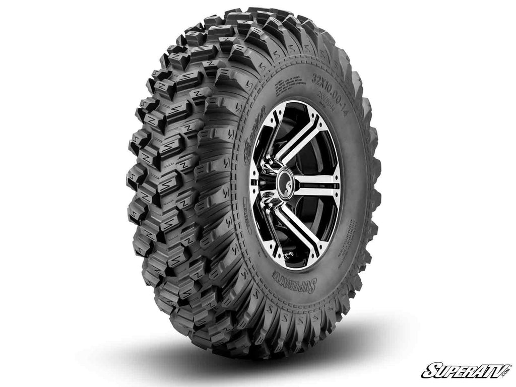 Standard XT Warrior Tires 30x10x14 on 14x7 Bandit H - Series Machined Finish Wheels 4/156 Pattern - Offroad Armor