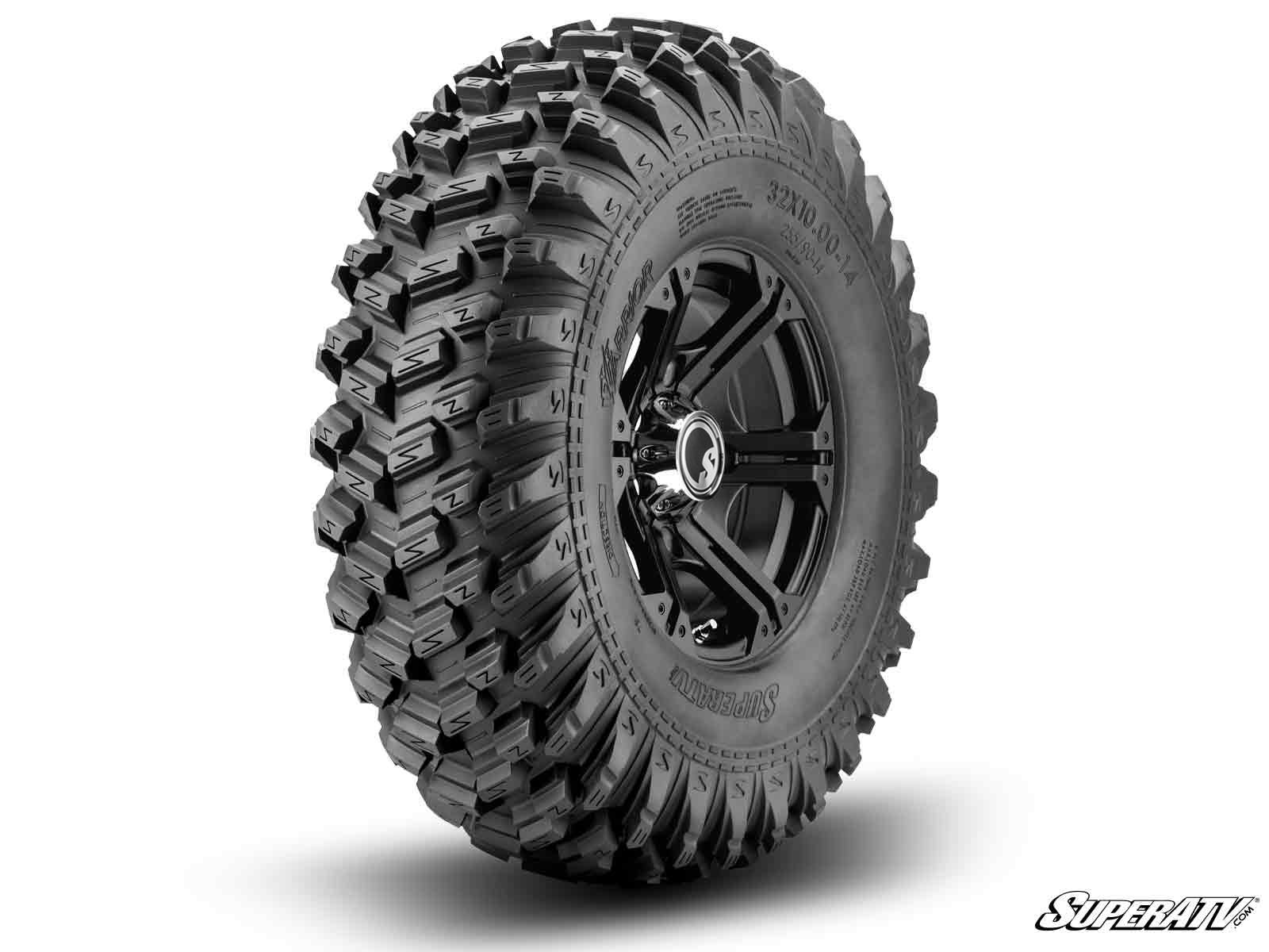 Standard XT Warrior Tires 32x10x14 on 14x7 Bandit H - Series Black Wheels 4/156 Pattern - Offroad Armor