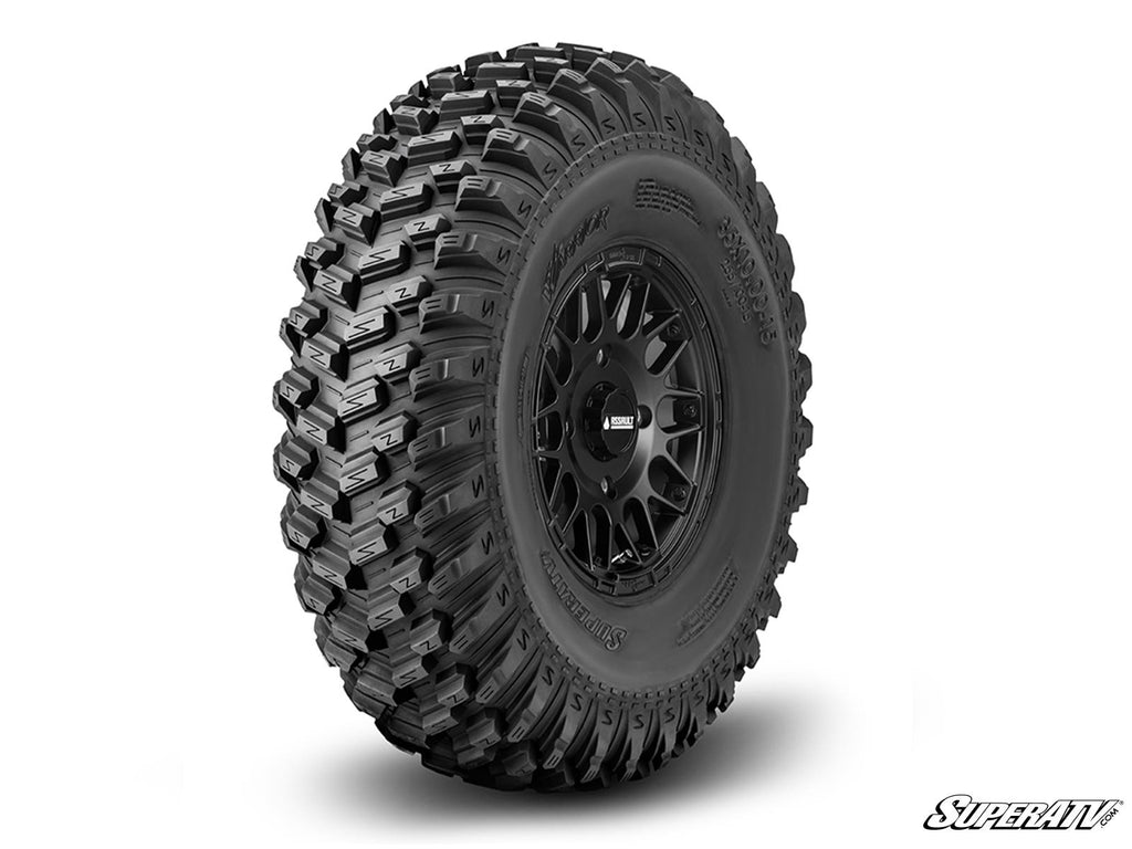 Sticky XT Warrior Tires 32x10x15 on 15x7 Assault Industries Hellfire Satin Black Wheels 5/4.5 Pattern - Offroad Armor