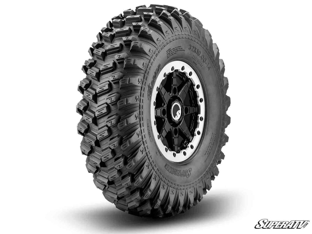 Sticky XT Warrior Tires 34x10x14 on 14x7 Healy Lock Series Beadlock Wheels 4/137 Pattern - Offroad Armor