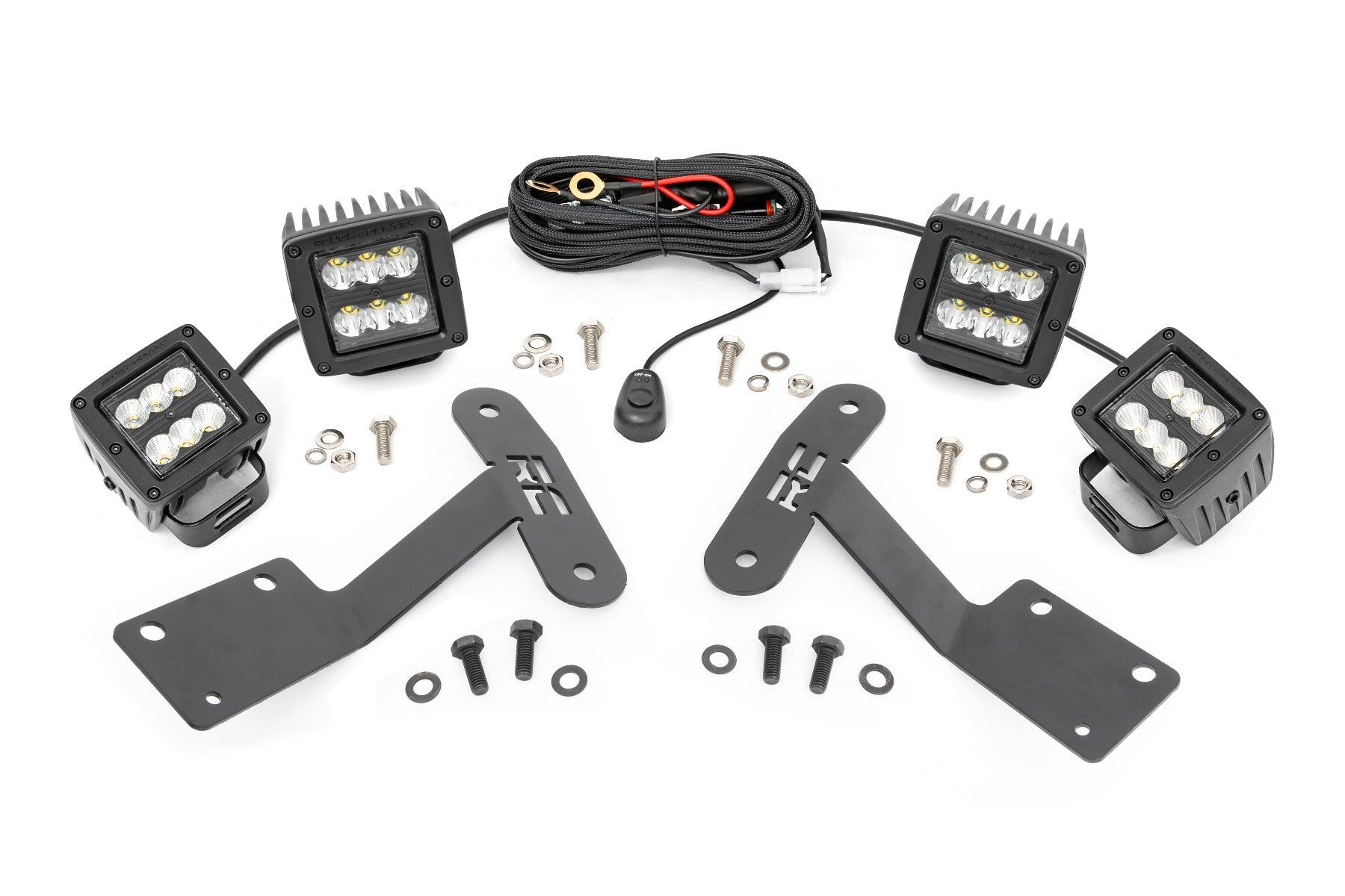 Rough Country LED Light | Ditch Mount | Dual 2" Black Pairs | Spot/Flood | Toyota Tundra (14-21)