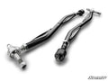 Two black, curved metal tie rods with silver threaded ends and nuts are shown on a white background. These Kawasaki Teryx Z-Bend Tie Rods are designed as a replacement for SuperATV Lift Kits. SuperATV logo appears bottom right.