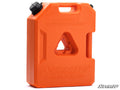 The Jerry Can1 & 3 Gallon is an orange, rectangular plastic fuel container with a black screw cap, molded handle, triangular center cutout, and “SuperATV” plus “3 gallons/11.3 liters” embossed near the bottom on a white background.