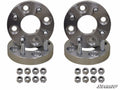 Two Suzuki 4/110 to 4/156 Wheel Adapter (1.5-Inch) pairs with bolts and four matching nuts each stand upright, facing each other. The “SuperATV” logo appears in the lower right on a white background.