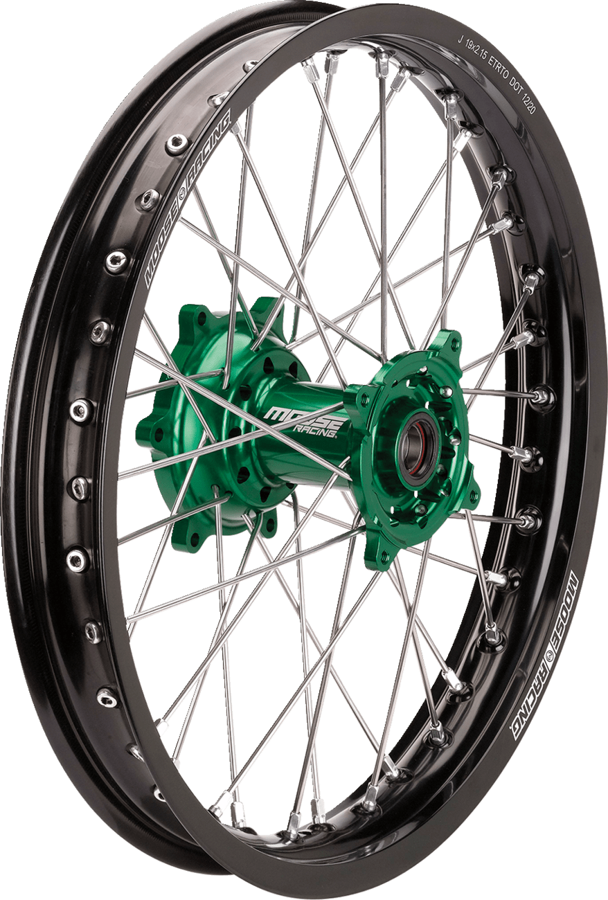 Wheel Assembly - SX - 1 - Complete - Rear - Black Wheel/Green Hub - 19x2.15 - Kawasaki KX - Offroad Armor