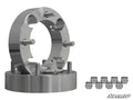 Two Honda Wheel Spacer 4/136 & 4/110 units with exposed wheel studs and a machined silver finish are stacked together, alongside eight matching lug nuts. The SuperATV logo is in the bottom right on a white background.