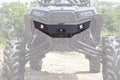 A black S3 Power Sports Front Winch Bumper is centered on a lifted Polaris Rzr XP 1000 ATV with large knobby tires, set against greenery and dirt. The ATV is slightly faded to emphasize the bumper.