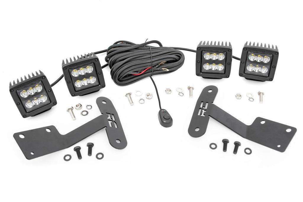 Rough Country LED Light | Ditch Mount | Dual 2" Black Pairs | Spot | Toyota Tundra (14-21)