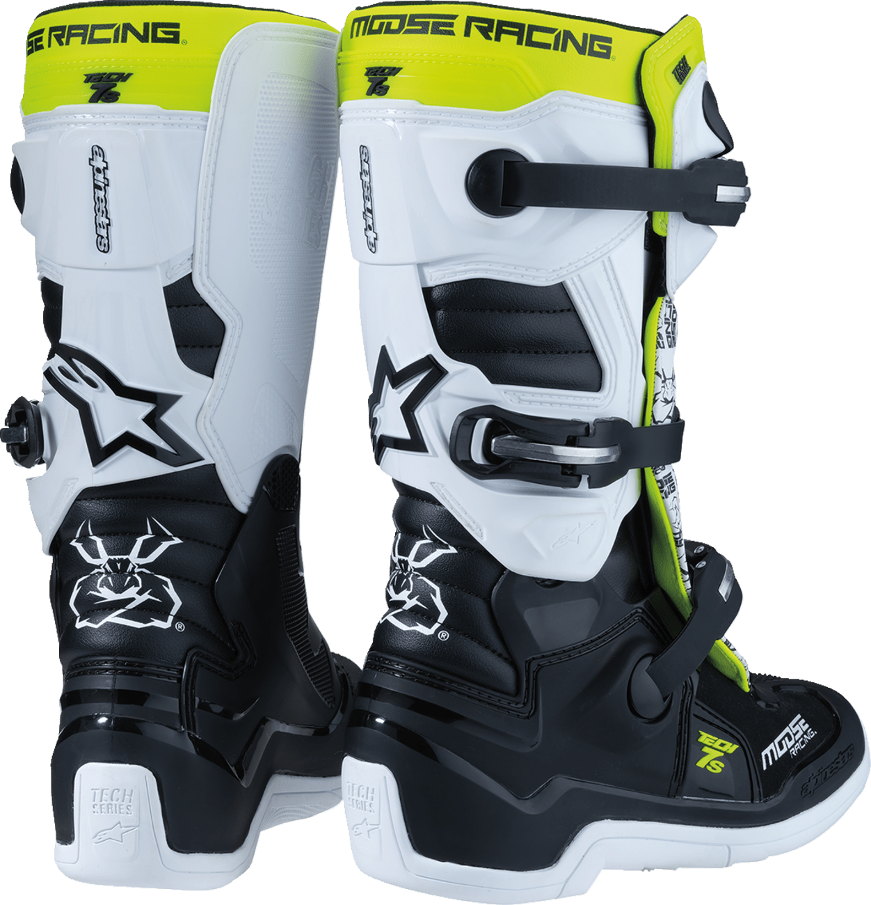 Youth Tech 7S Boots - Black/White/Yellow - US 2 - Offroad Armor