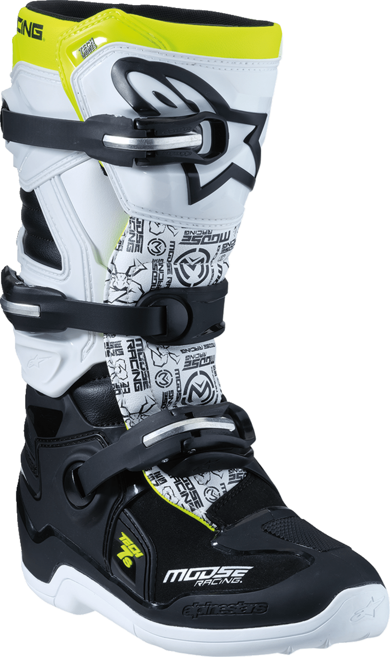 Youth Tech 7S Boots - Black/White/Yellow - US 4 - Offroad Armor