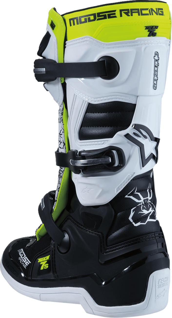 Youth Tech 7S Boots - Black/White/Yellow - US 4 - Offroad Armor