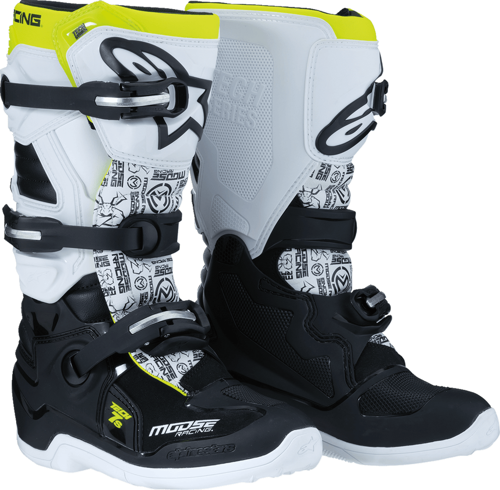 Youth Tech 7S Boots - Black/White/Yellow - US 4 - Offroad Armor
